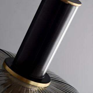 ZOWALA - Modern Ribbed Clear Glass Black Cylinder Pendant Light Image - 16