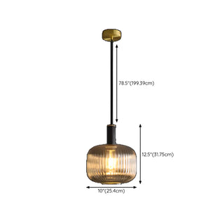 ZOWALA - Modern Ribbed Clear Glass Black Cylinder Pendant Light #size