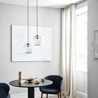 ZOWALA - Modern Dining Room Clear Textured Glass Jar Pendant Light Image - 1