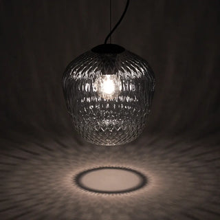 ZOWALA - Modern Dining Room Clear Textured Glass Jar Pendant Light Image - 2