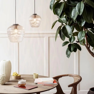ZOWALA - Modern Dining Room Clear Textured Glass Jar Pendant Light Image - 3