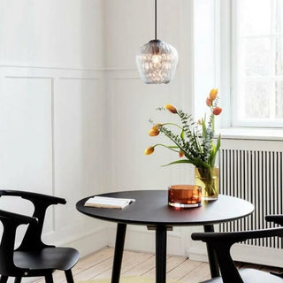 ZOWALA - Modern Dining Room Clear Textured Glass Jar Pendant Light Image - 4