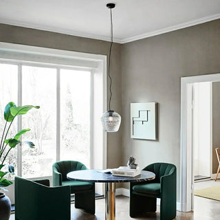 ZOWALA - Modern Dining Room Clear Textured Glass Jar Pendant Light Image - 5