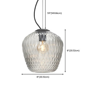 ZOWALA - Modern Dining Room Clear Textured Glass Jar Pendant Light #size