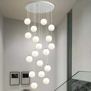 Modern White Globe Spiral Cluster Stairwell Pendant Light Zawala Image - 1