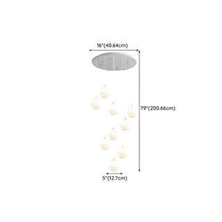 Modern White Globe Spiral Cluster Stairwell Pendant Light Zawala #size
