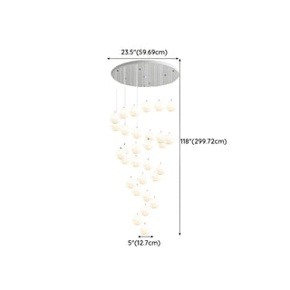 Modern White Globe Spiral Cluster Stairwell Pendant Light Zawala Image - 16