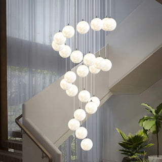 Modern White Globe Spiral Cluster Stairwell Pendant Light Zawala Image - 2