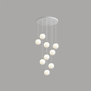 Modern White Globe Spiral Cluster Stairwell Pendant Light Zawala Image - 5