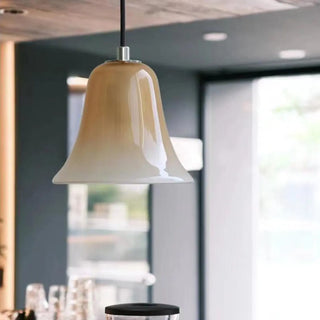 ZOWALA - Modern Bedroom Bell Coffee White Glass Pendant Light Image - 1