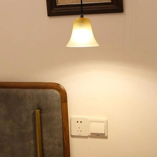 ZOWALA - Modern Bedroom Bell Coffee White Glass Pendant Light Image - 3