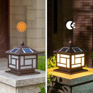 Modern Black Square Solar Outdoor Lantern Table Lamp Zawala Image - 1