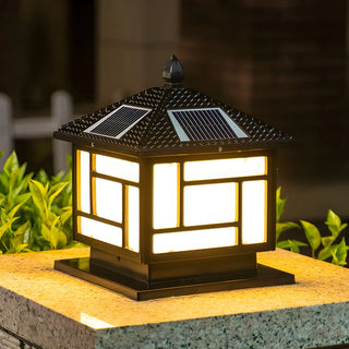 Modern Black Square Solar Outdoor Lantern Table Lamp Zawala Image - 2