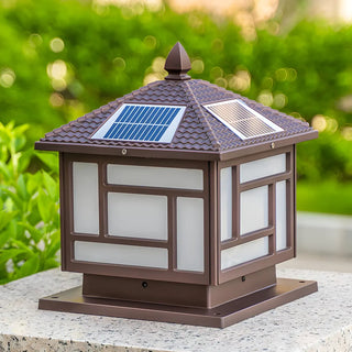 Modern Black Square Solar Outdoor Lantern Table Lamp Zawala Image - 4