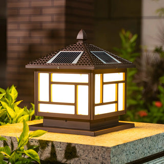 Modern Black Square Solar Outdoor Lantern Table Lamp Zawala Image - 9