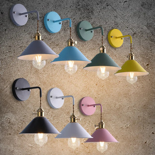 Colorful Modern Industrial Cone Metal Wall Sconce Zawala Image - 1