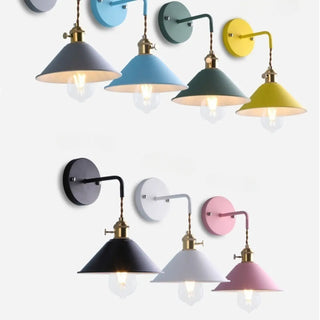 Colorful Modern Industrial Cone Metal Wall Sconce Zawala Image - 2