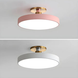 ZOWALA - Modern Concise Beige Circle Semi-Flush Mount Light Image - 16