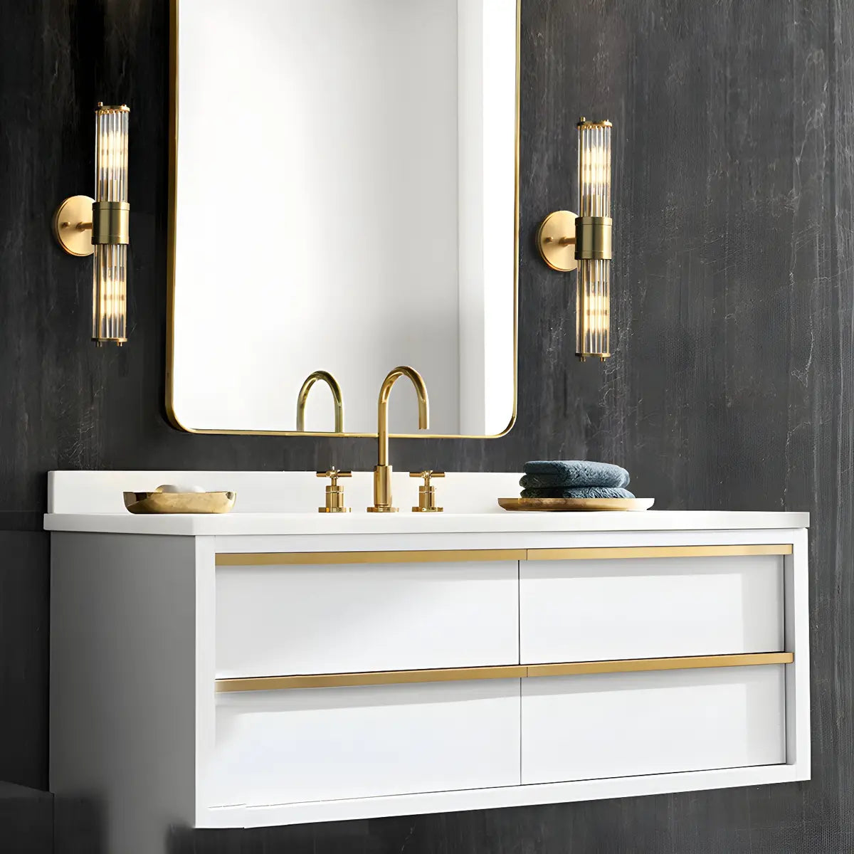 Glass Bathroom Mirror Vanity Light