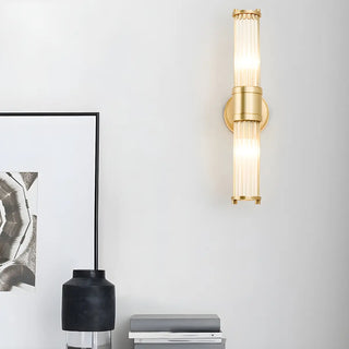 Contemporary Ribbed Glass Bathroom Mirror Vanity Light Zawala Image - 14