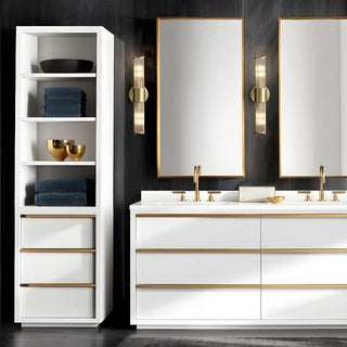 Contemporary Ribbed Glass Bathroom Mirror Vanity Light Zawala Image - 5