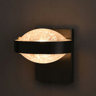 Modern Black Metal Frosted Glass Globe Wall Sconce Zawala Image - 10