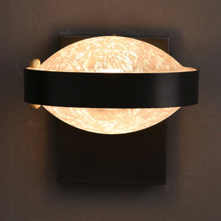 Modern Black Metal Frosted Glass Globe Wall Sconce Zawala Image - 11