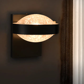 Modern Black Metal Frosted Glass Globe Wall Sconce Zawala Image - 3