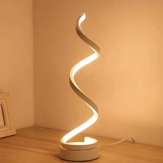 Artistic Spiral Wooden Acrylic Shade LED Table Lamp Zawala Image - 1