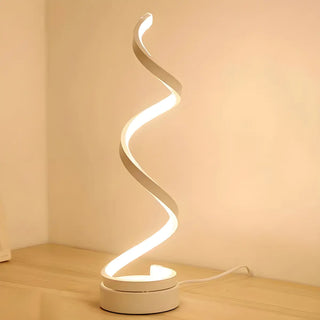 Artistic Spiral Wooden Acrylic Shade LED Table Lamp Zawala Image - 2