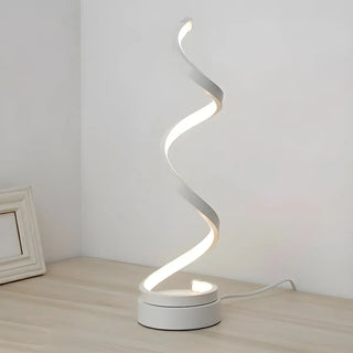 Artistic Spiral Wooden Acrylic Shade LED Table Lamp Zawala Image - 3