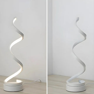 Artistic Spiral Wooden Acrylic Shade LED Table Lamp Zawala Image - 5