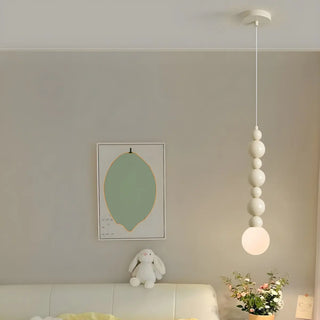 Modern Bedroom Beaded Cream Globe Pendant Light Zawala Image - 1