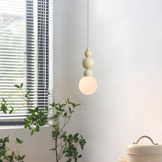 Modern Bedroom Beaded Cream Globe Pendant Light Zawala Image - 3