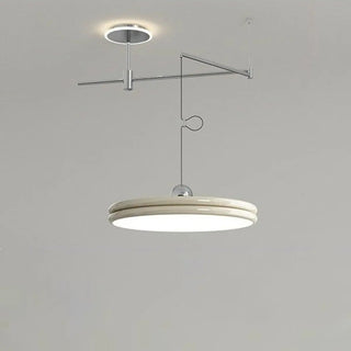 ZOWALA - Modern Disc Cream Round Acrylic Dining Room Pendant Light Image - 14