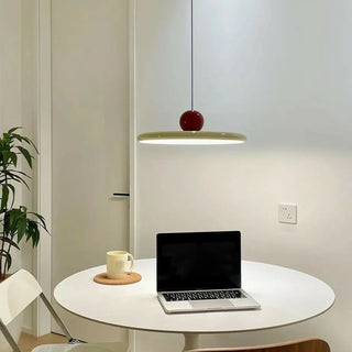 ZOWALA - Modern Disc Cream Round Acrylic Dining Room Pendant Light Image - 2
