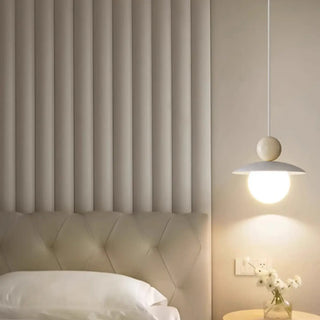 ZOWALA - Modern Cream Resin White Globe Bedroom Pendant Light Image - 13