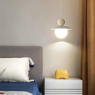 ZOWALA - Modern Cream Resin White Globe Bedroom Pendant Light Image - 2