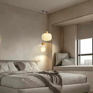 Modern White Glass Pendant Light Cylinder Dining Room Zawala Image - 1