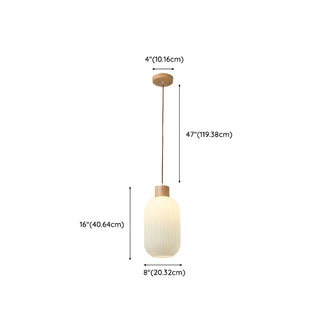 Modern White Glass Pendant Light Cylinder Dining Room Zawala #size