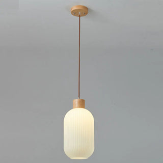 Modern White Glass Pendant Light Cylinder Dining Room Zawala Image - 4