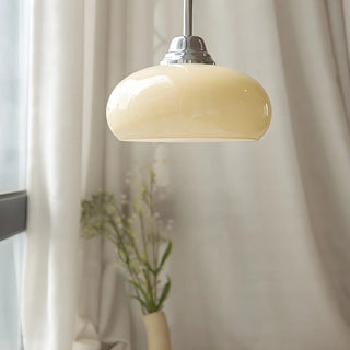 Modern White Dome Glass Pendant Light for Bedroom Zawala Image - 1