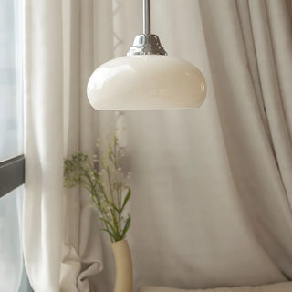 Modern White Dome Glass Pendant Light for Bedroom Zawala Image - 2