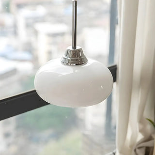 Modern White Dome Glass Pendant Light for Bedroom Zawala Image - 4