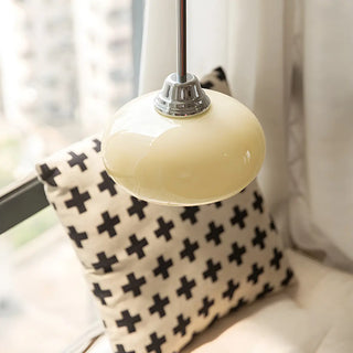 Modern White Dome Glass Pendant Light for Bedroom Zawala Image - 5