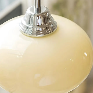 Modern White Dome Glass Pendant Light for Bedroom Zawala Image - 9