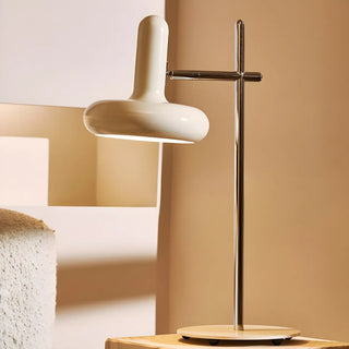 Unique Shape Cream White Metal Bedroom Table Lamp Zawala Image - 6