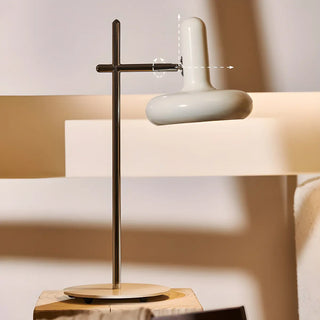 Unique Shape Cream White Metal Bedroom Table Lamp Zawala Image - 7