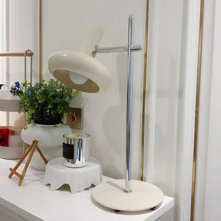 Unique Shape Cream White Metal Bedroom Table Lamp Zawala Image - 8