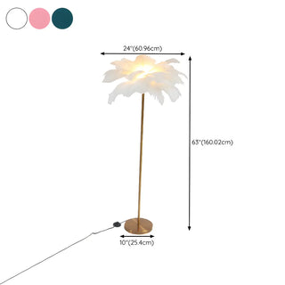 Creative Pink Feather Palm Tree Metal LED Floor Lamp Zawala #size